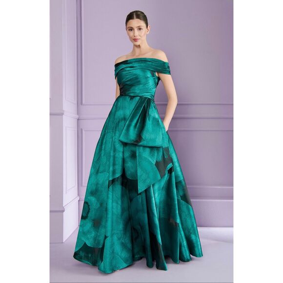 Talbot Runhof Floral Jacquard Ball Gown Size 10 - Picture 1 of 14